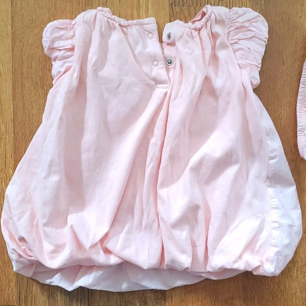 GAP Baby Girl Rosebud Pastel‎ Pink Bubble Dress with Diaper Cover 3-6M